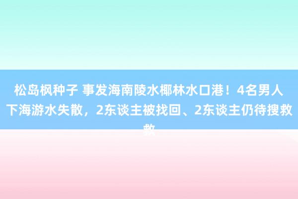 松岛枫种子 事发海南陵水椰林水口港！4名男人下海游水失散，2东谈主被找回、2东谈主仍待搜救