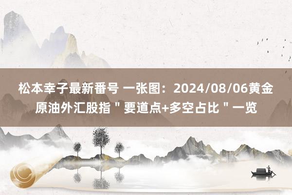 松本幸子最新番号 一张图：2024/08/06黄金原油外汇股指＂要道点+多空占比＂一览