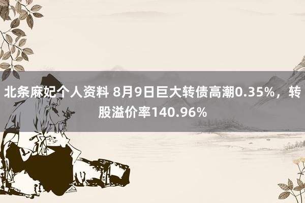 北条麻妃个人资料 8月9日巨大转债高潮0.35%，转股溢价率140.96%