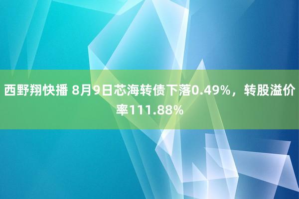 西野翔快播 8月9日芯海转债下落0.49%，转股溢价率111.88%