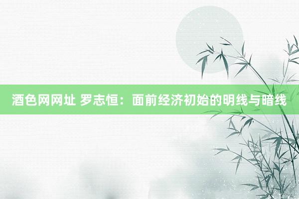 酒色网网址 罗志恒：面前经济初始的明线与暗线