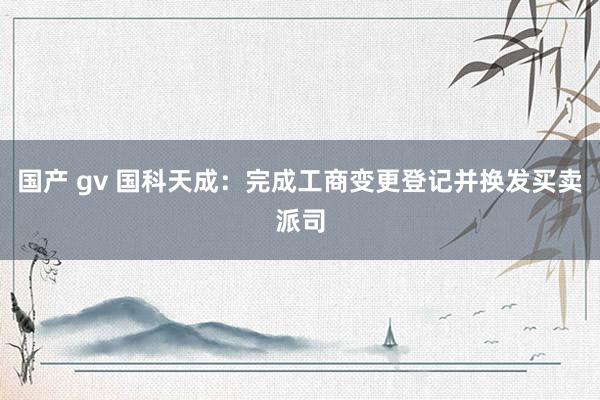 国产 gv 国科天成：完成工商变更登记并换发买卖派司