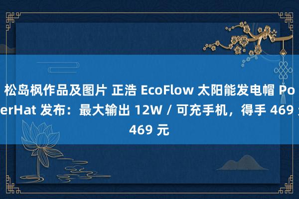 松岛枫作品及图片 正浩 EcoFlow 太阳能发电帽 PowerHat 发布：最大输出 12W / 可充手机，得手 469 元