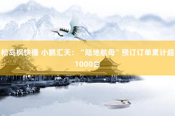 松岛枫快播 小鹏汇天：“陆地航母”预订订单累计超1000台