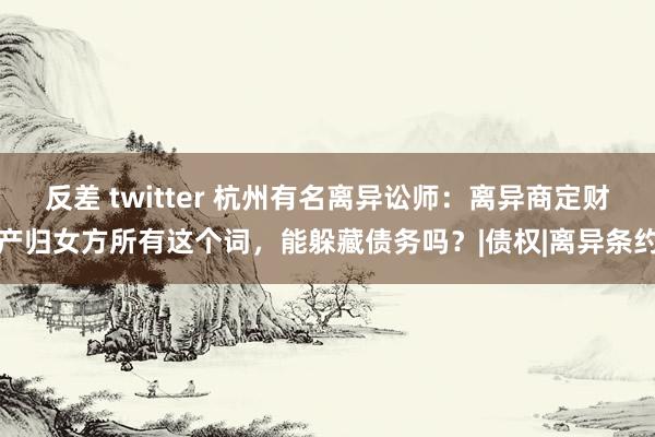 反差 twitter 杭州有名离异讼师：离异商定财产归女方所有这个词，能躲藏债务吗？|债权|离异条约