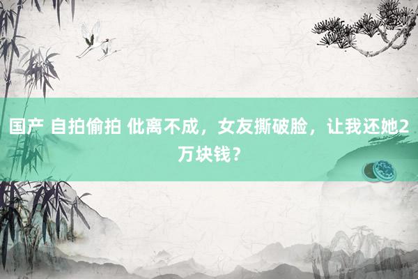 国产 自拍偷拍 仳离不成，女友撕破脸，让我还她2万块钱？